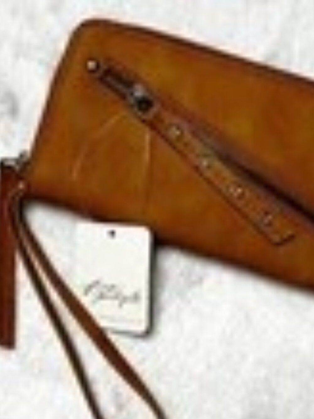 New Free People Brown Vegan Leather Zip All Around Wallet Wristlet